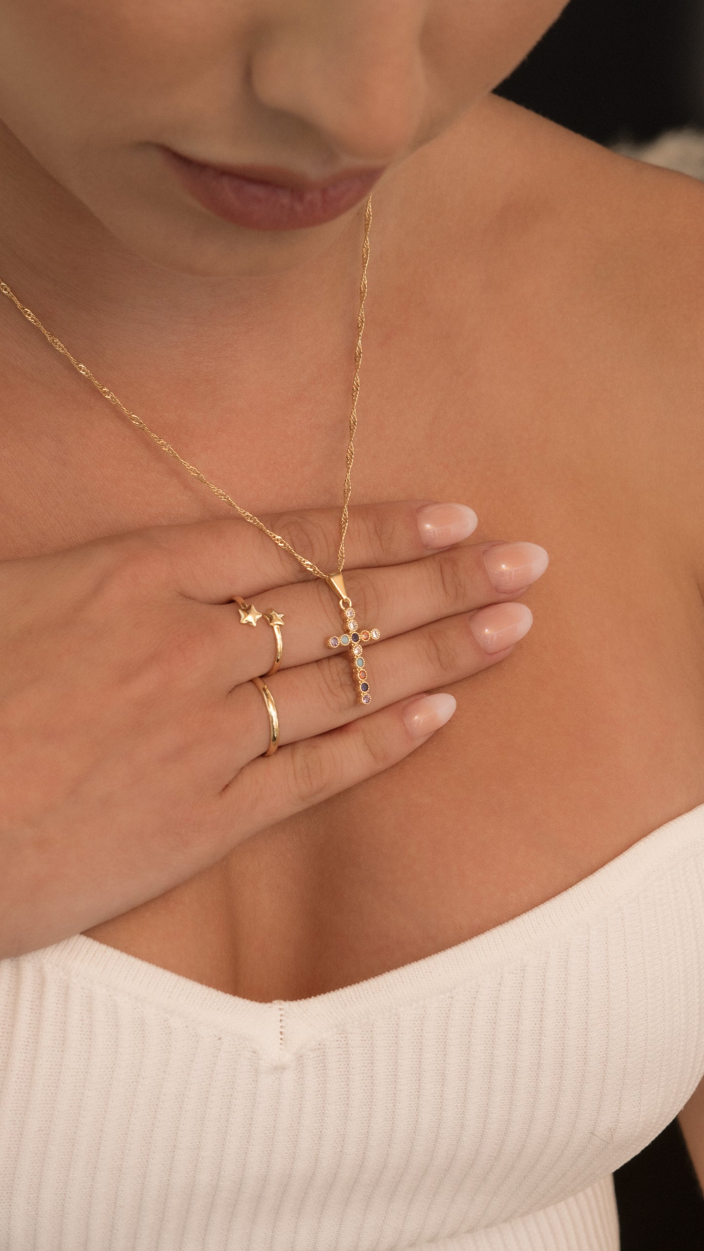 Cadena Singapur (45cm) + Dije Cruz Colors