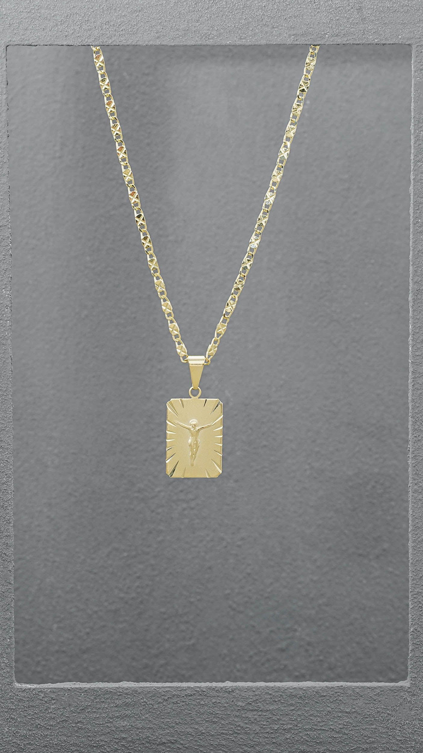 Cadena destellos 2.5mm (65cms) + Dije placa señor crucificado