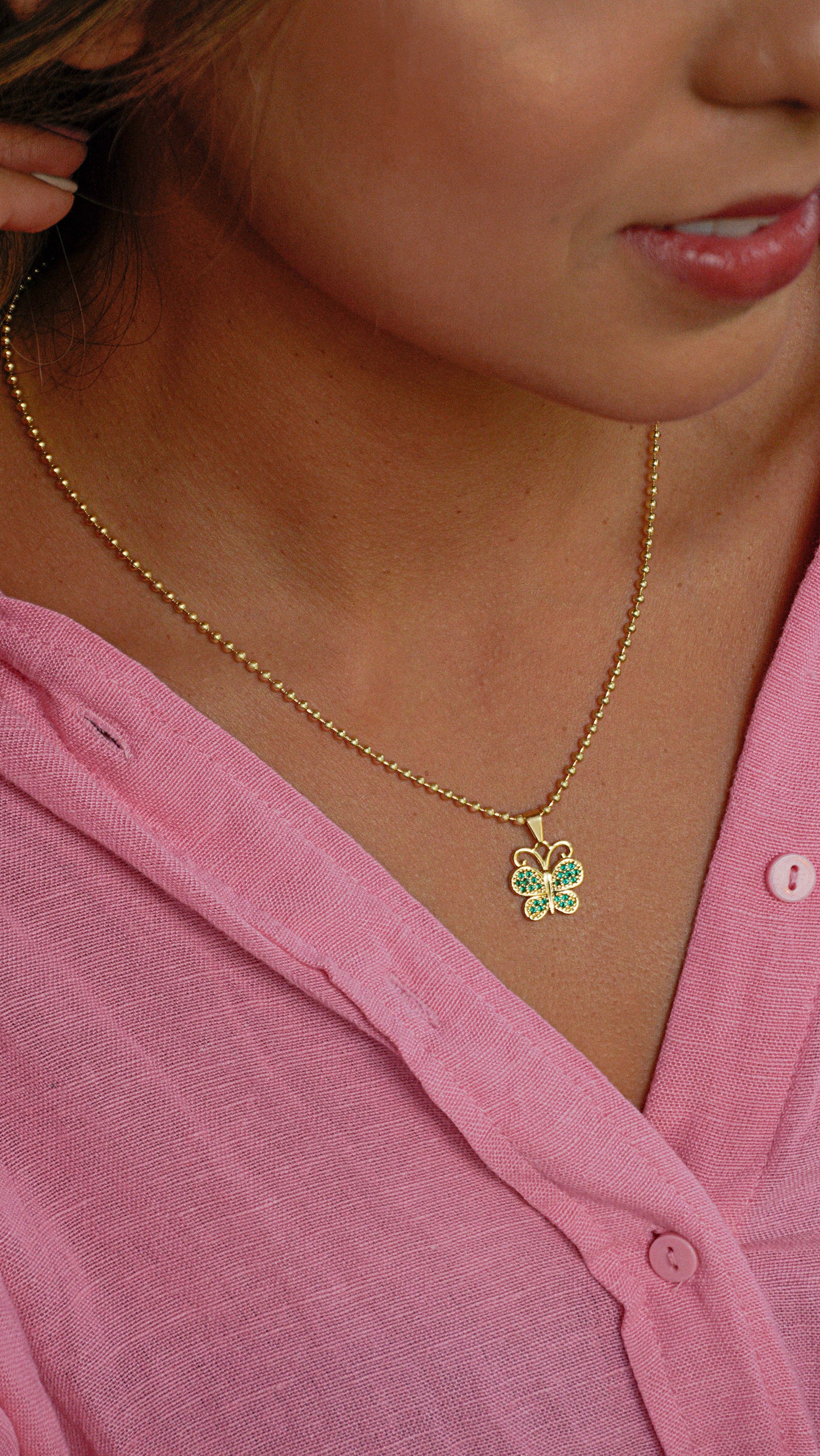Cadena militar 1.1mm (45cms) + Dije Butterfly