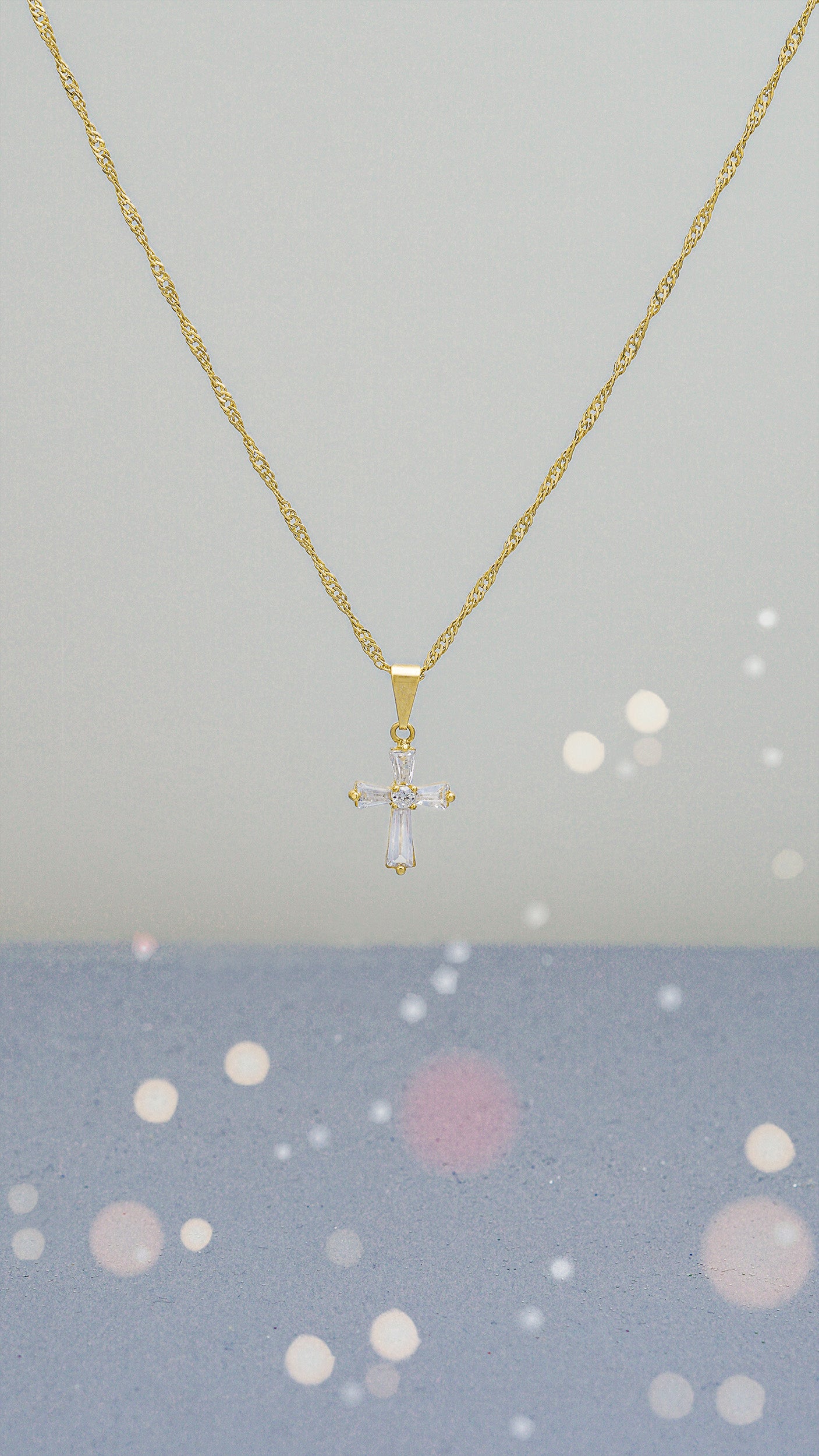 Cadena Singapur Italy 1.2mm (45cm) + Dije cruz Circonia completa