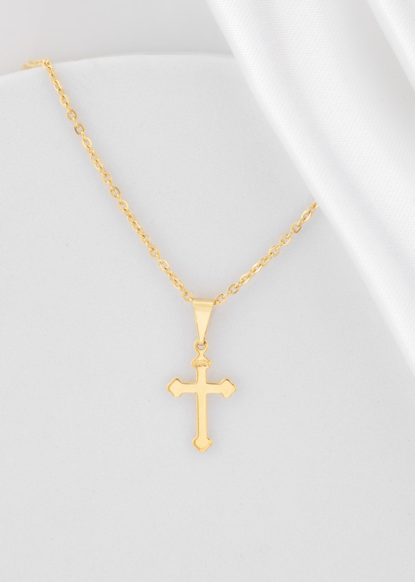 Cadena Aros (45cm) + Dije Cruz Inri Delgada
