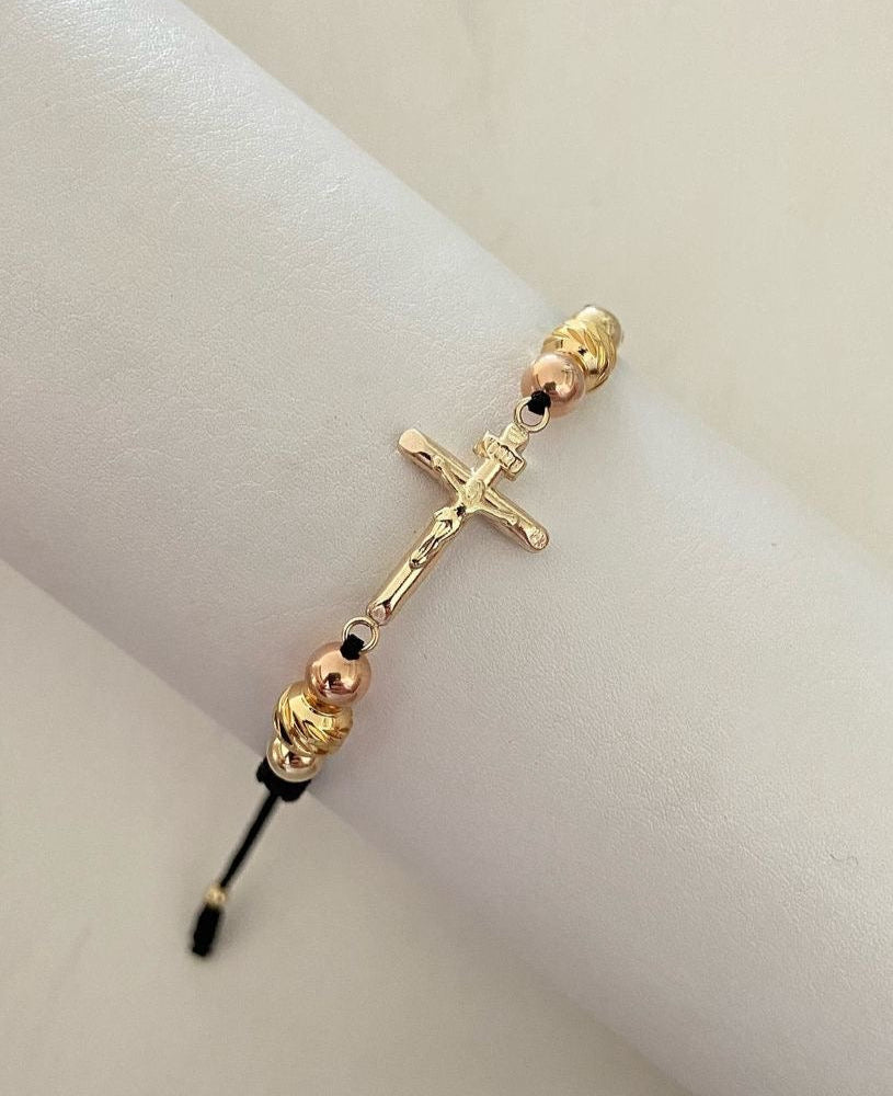 Pulsera Cruz Inri 25mm 2 oro