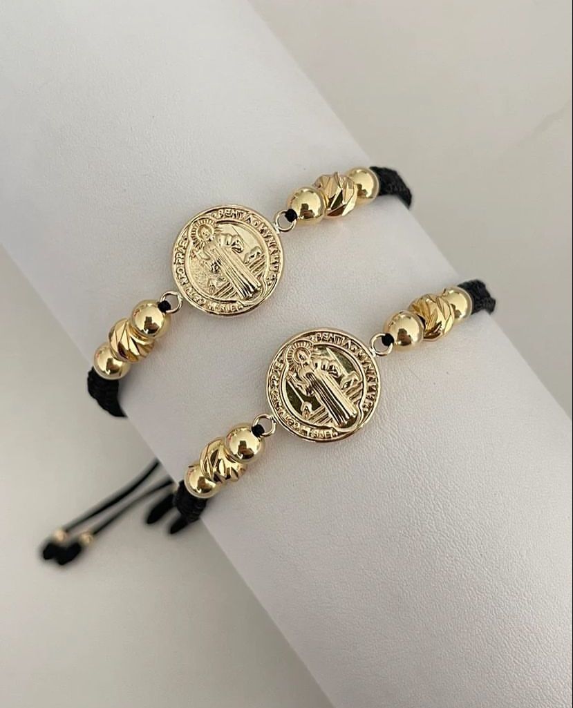 Pulsera San Benito 19mm balin 5mm liso y 6mm diamantado