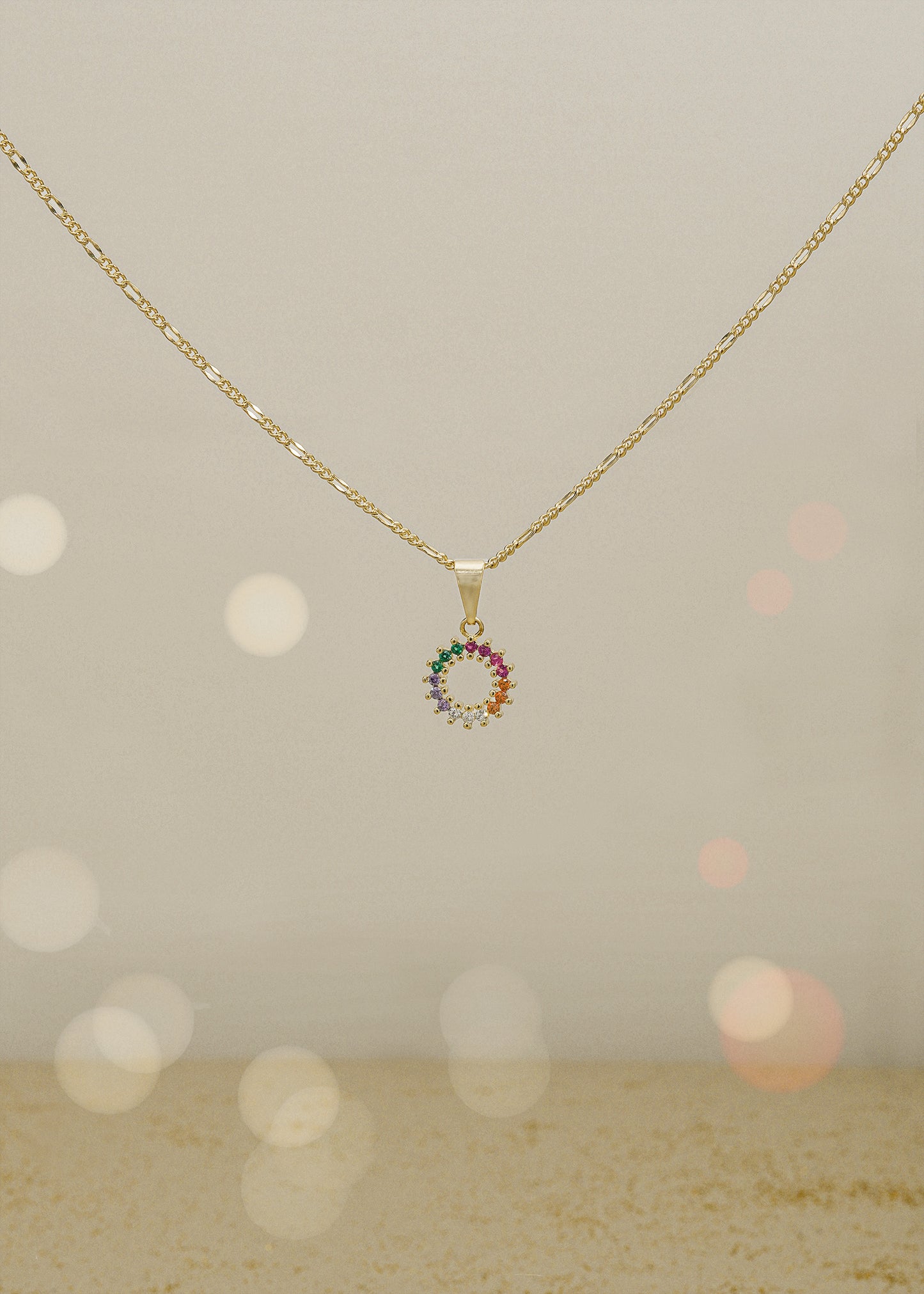 Cadena 3*1 Italy 1.6mm (45cm) + Dije Rainbow
