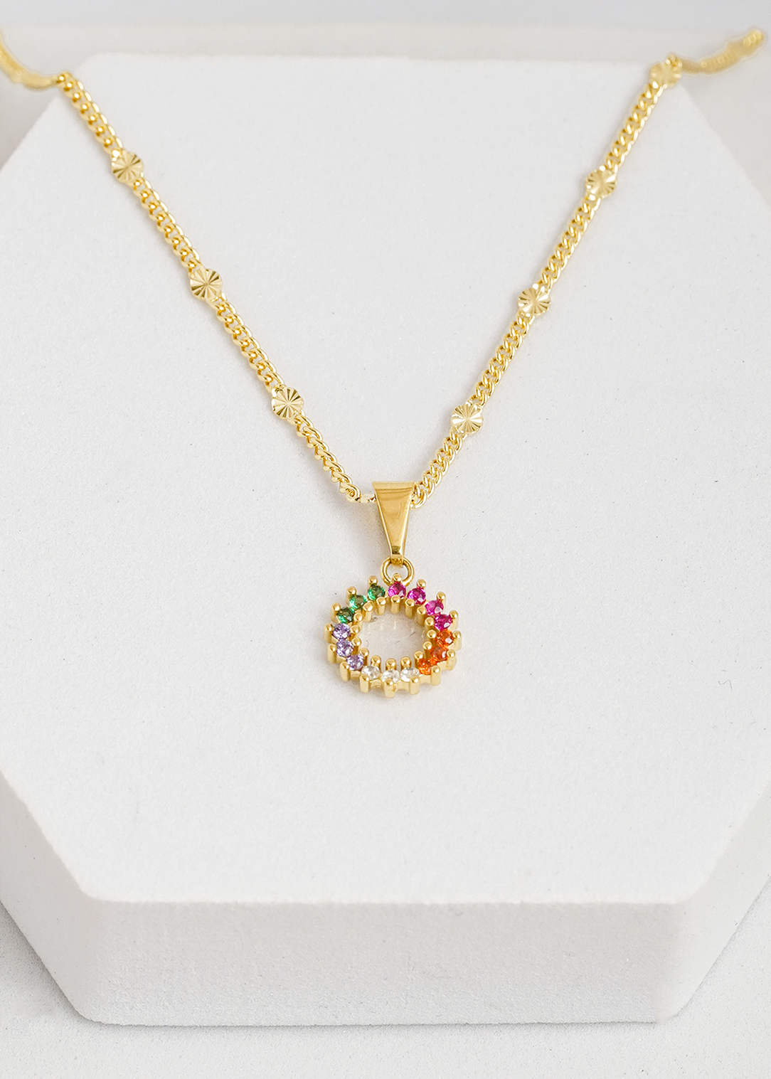 Cadena Cubana Sol (45cms) + Dije Rainbow