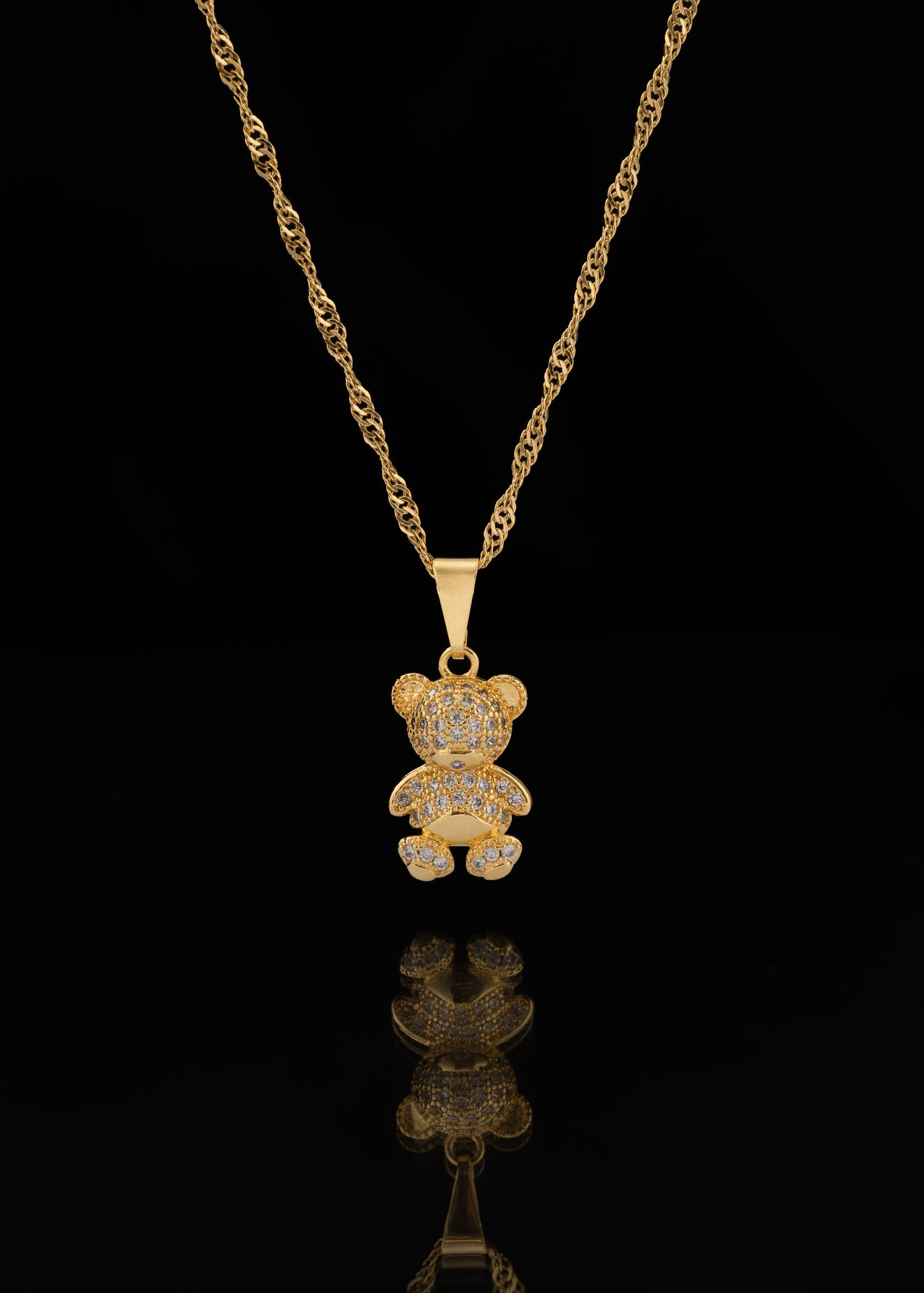 Cadena Singapur Italy 1.2mm (45cm) + Dije cristal bear