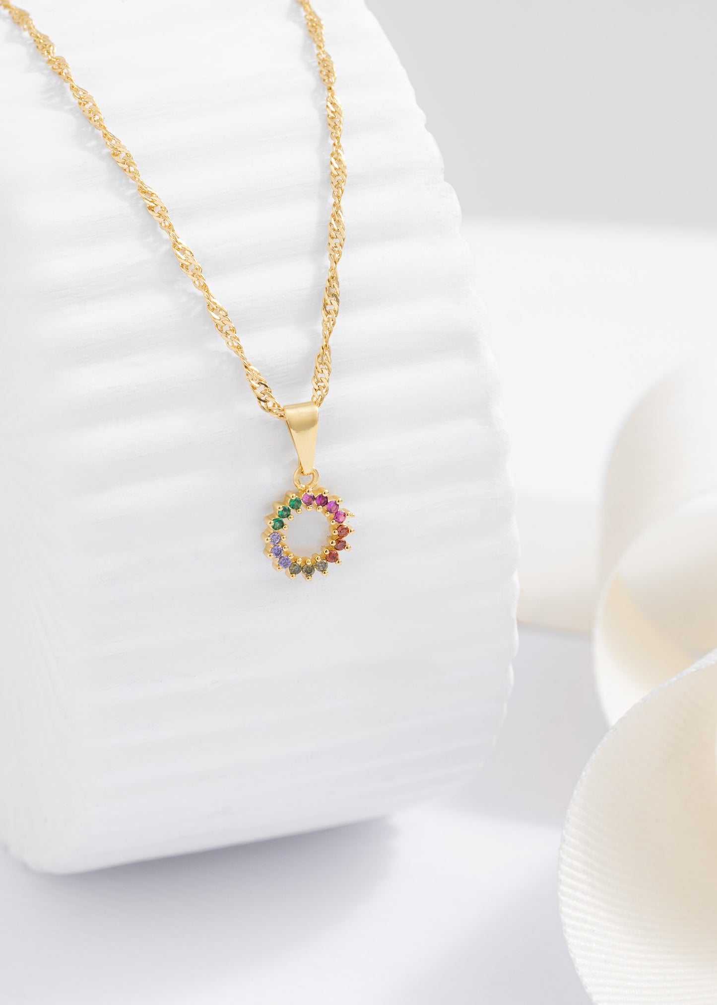 Cadena Singapur Italy 1.2mm (45cm) + Dije Rainbow