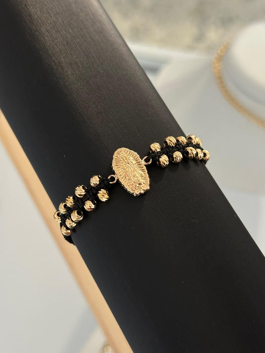 Pulsera herraje Guadalupe tallada - balin diamantado
