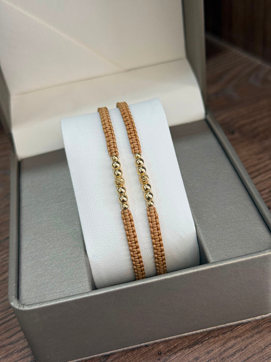 Duo pulseras tejidas beige