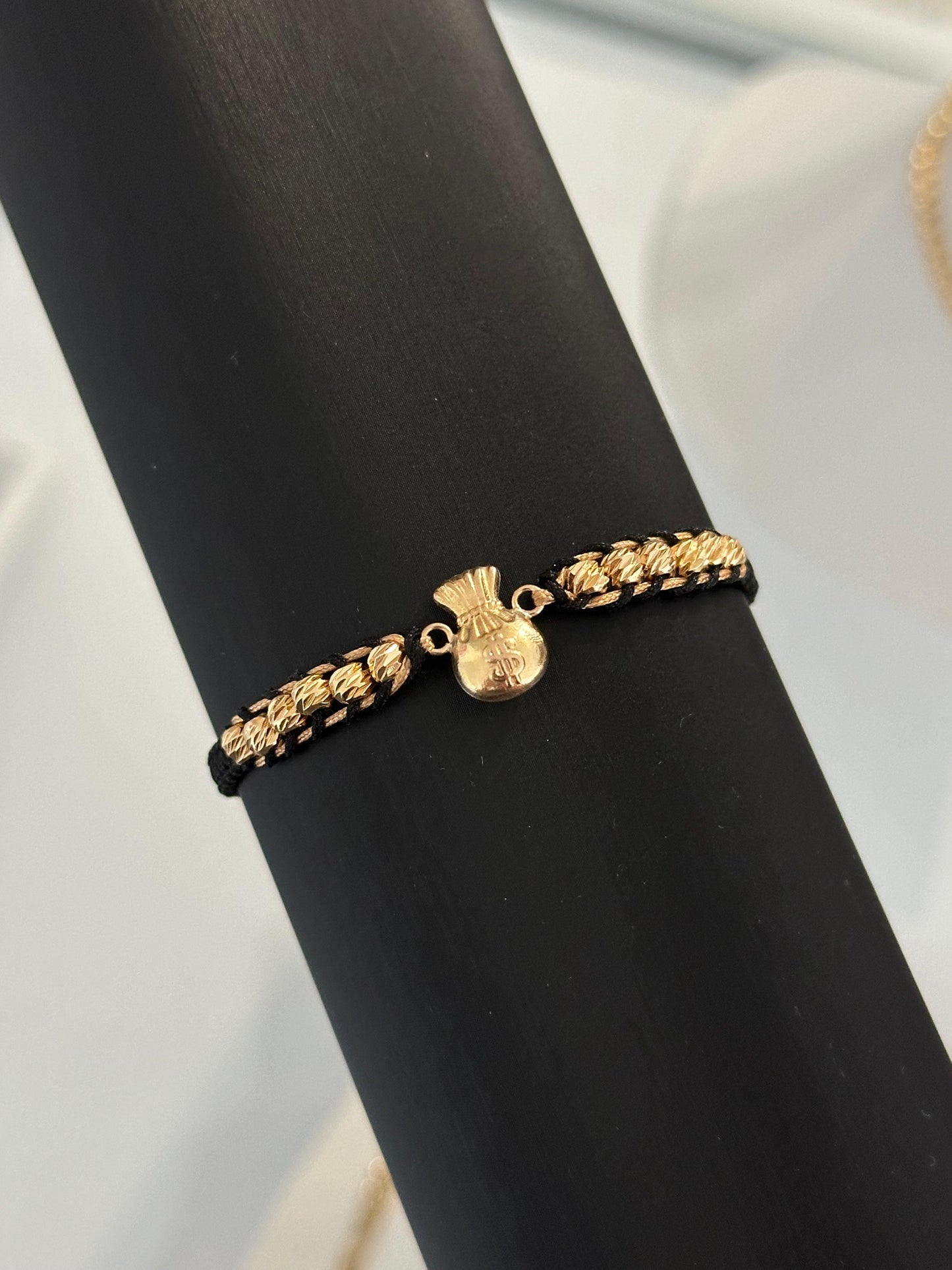 Pulsera herraje bolsa de dinero - balin diamantado