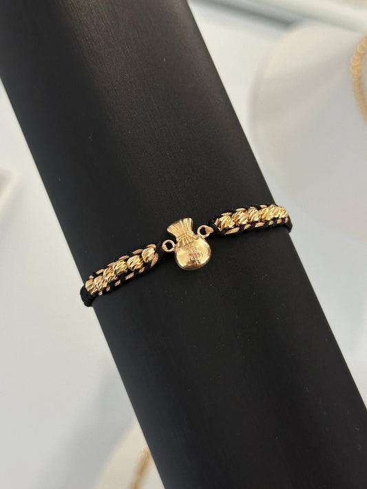 Pulsera herraje bolsa de dinero - balin diamantado