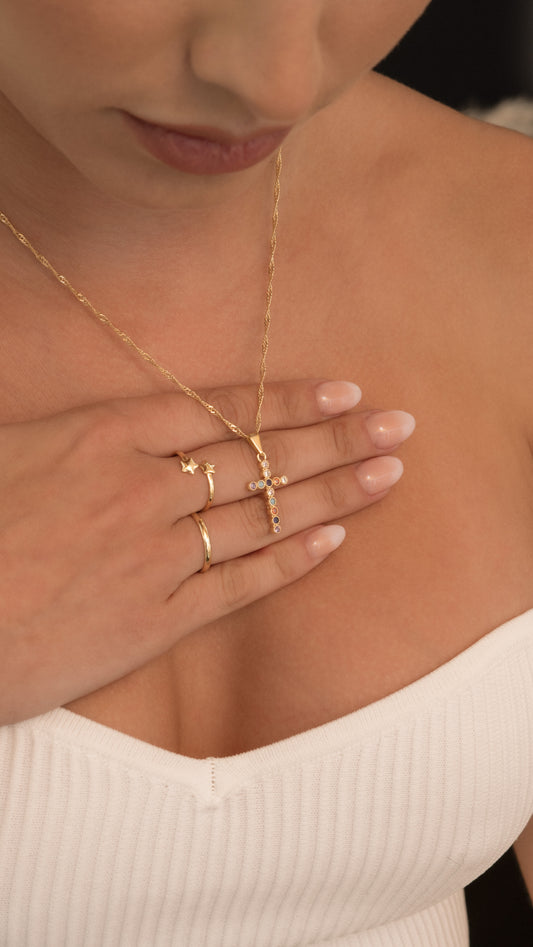 Cadena Singapur (45cm) + Dije Cruz Colors