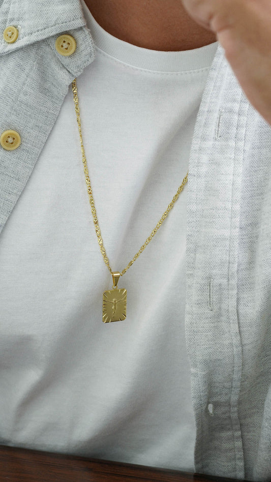 Cadena destellos 2.5mm (65cms) + Dije placa señor crucificado