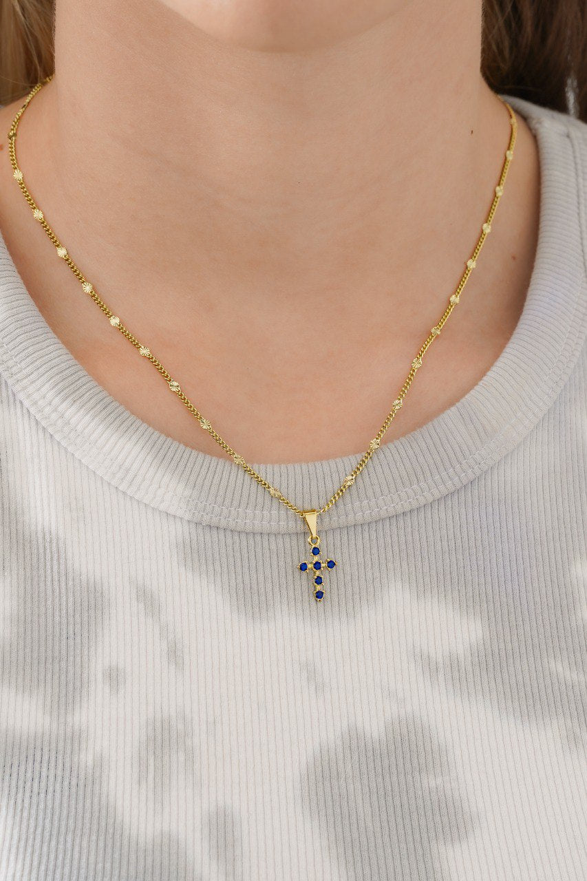 Cadena cubana sol 45 cms + d 6 Circonias azul