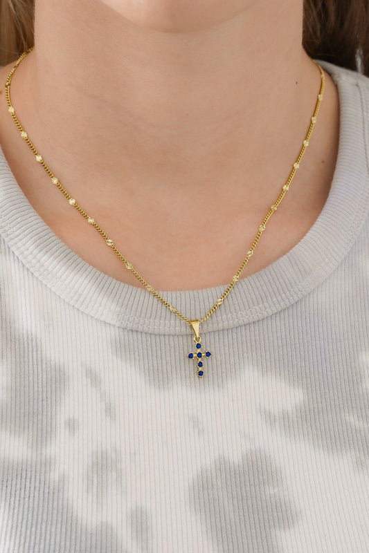 Cadena cubana sol 45 cms + d 6 Circonias azul