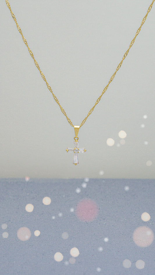 Cadena Singapur Italy 1.2mm (45cm) + Dije cruz Circonia completa