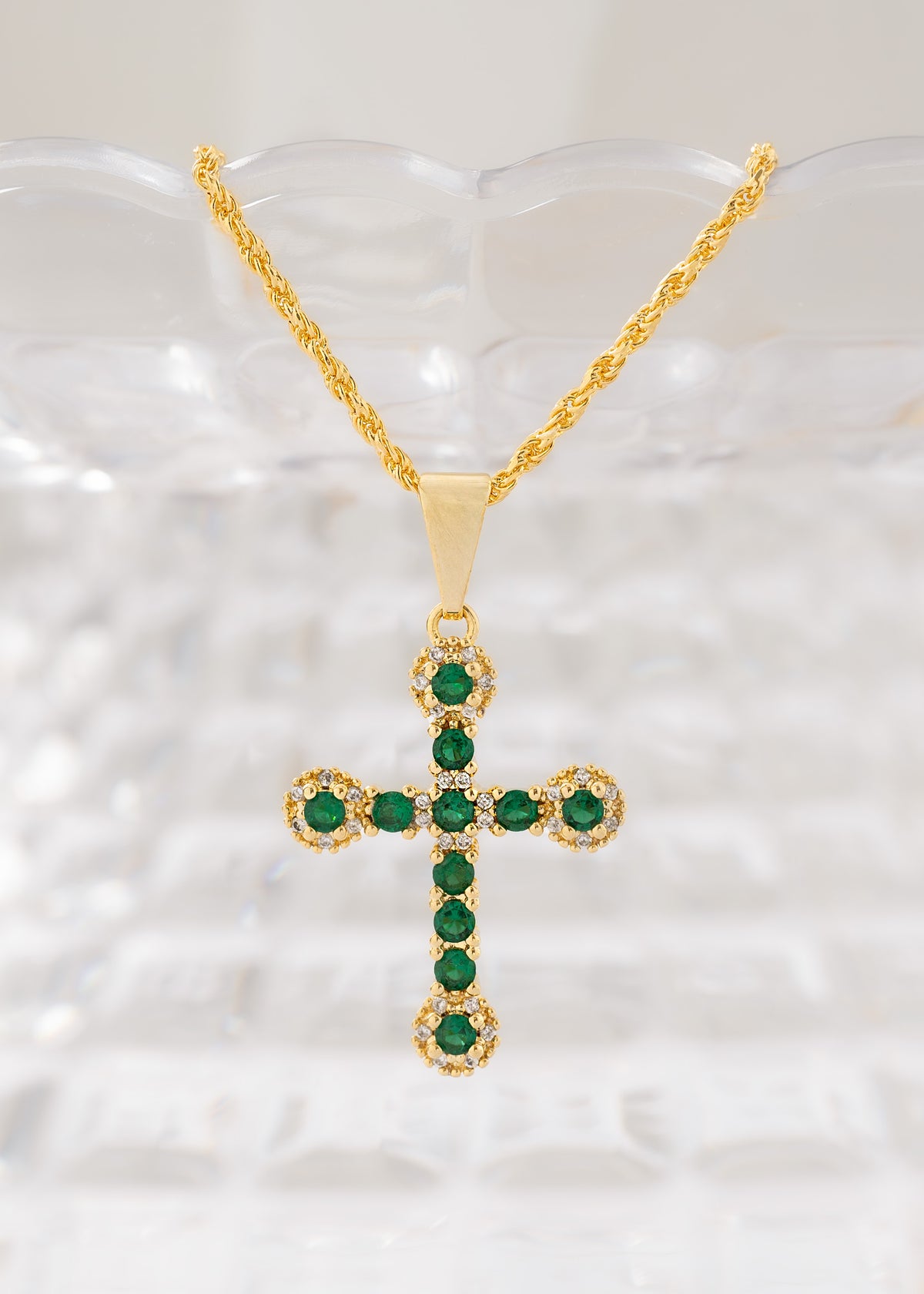 Cadena Lazo Diamantado 1.7mm (65cms) + Dije Emerald Love