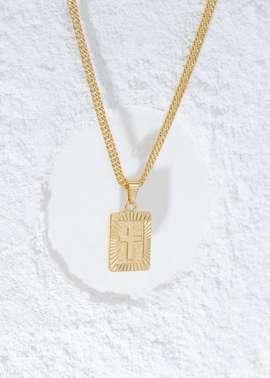 Cadena Cubana Eslabón U 4mm (65cms) + Dije Placa Almihgty