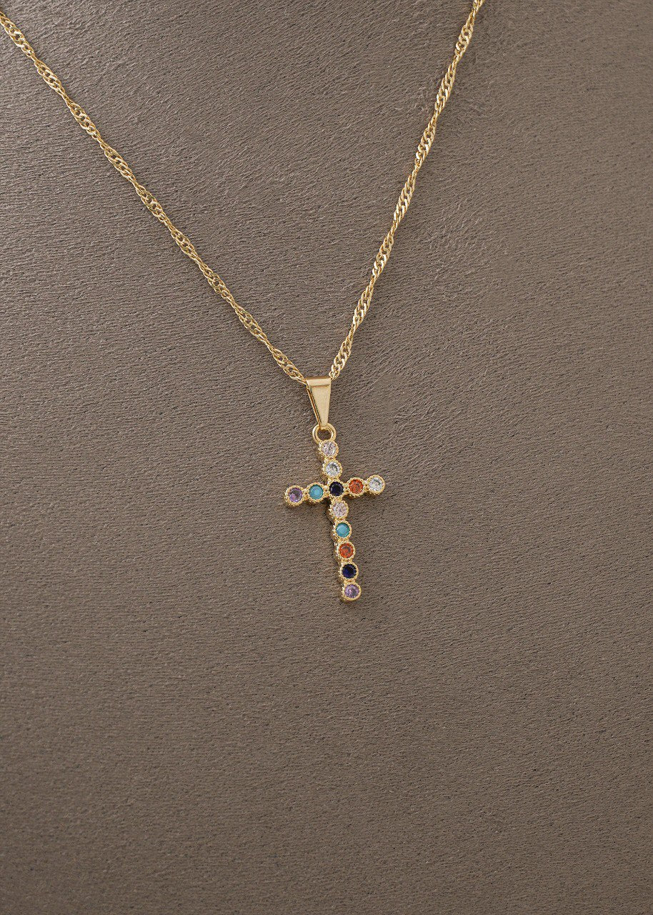 Cadena Singapur Italy 1.2mm (45cm) + Dije cruz colors