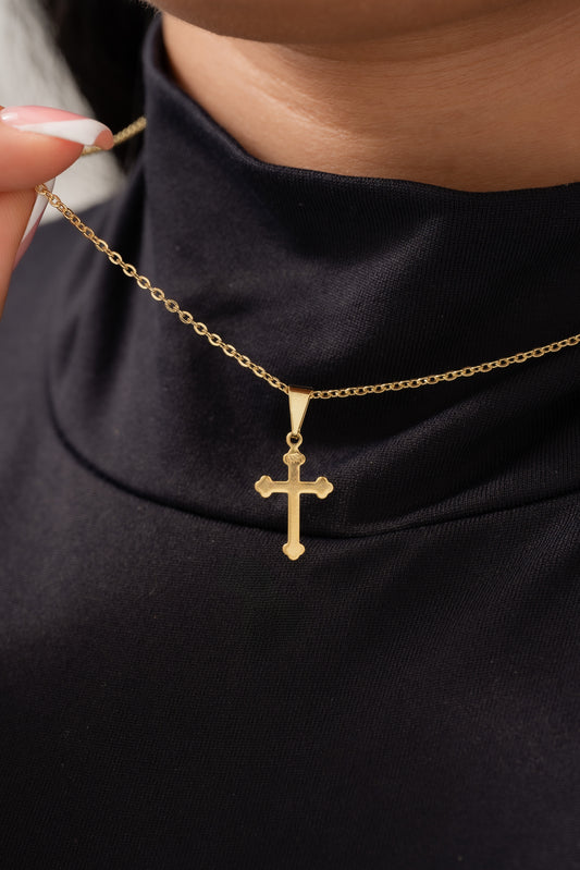Cadena Aros (45cm) + Dije Cruz Inri Delgada