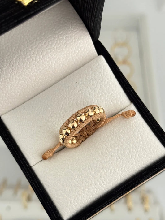 Anillo doble tejido balin 4mm