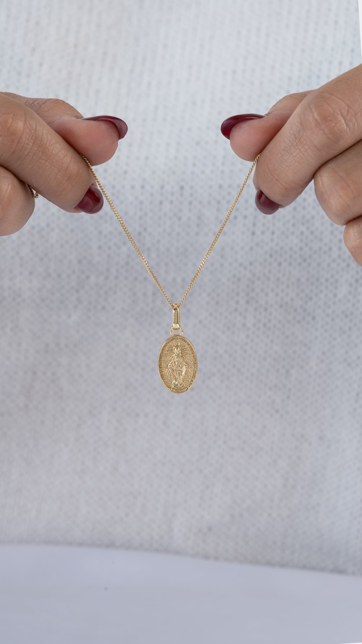 Cadena cubanita 1mm (45cm) + Dije milagrosa inmaculada 21mm