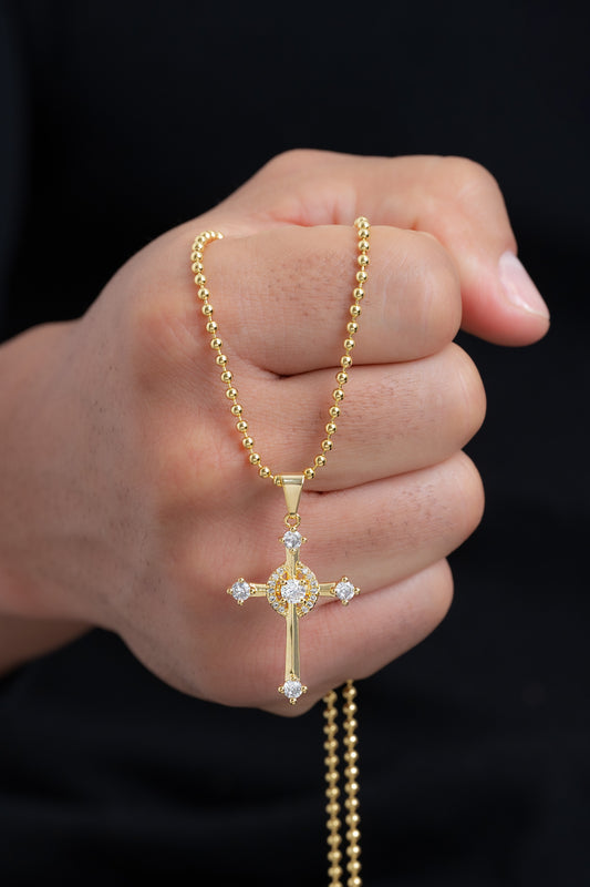 Cadena Militar 2.5mm (65cms) + Dije Cruz Cristal