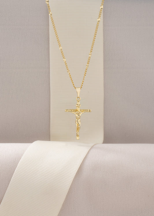 Cadena Cubana Con Destellos (60cm) + Dije Madero Pequeño