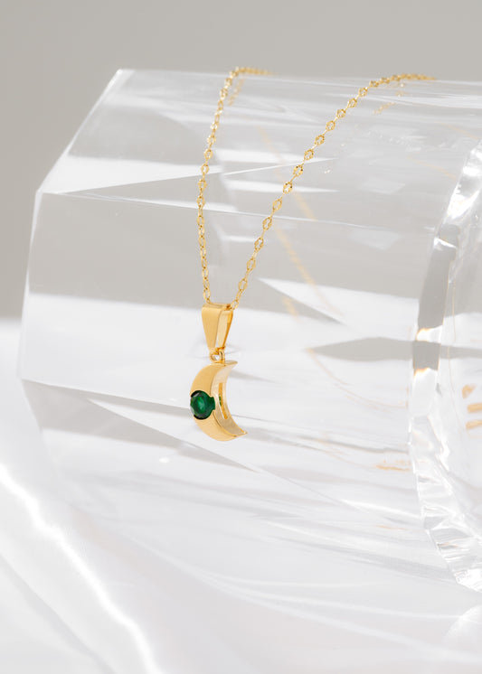 Cadena espejo mediana (45cm) + dije luna circonia