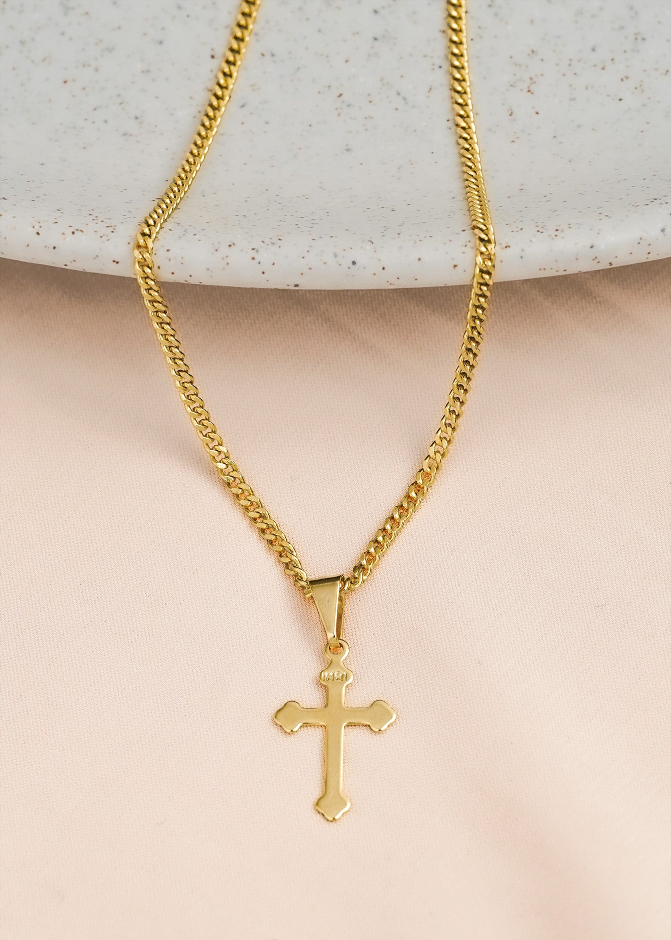 Cadena cubana 1.8mm (45cm) + Dije Cruz Inri