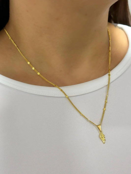 Cadena cubana con destellos punteras (45cm) + Dije Ala