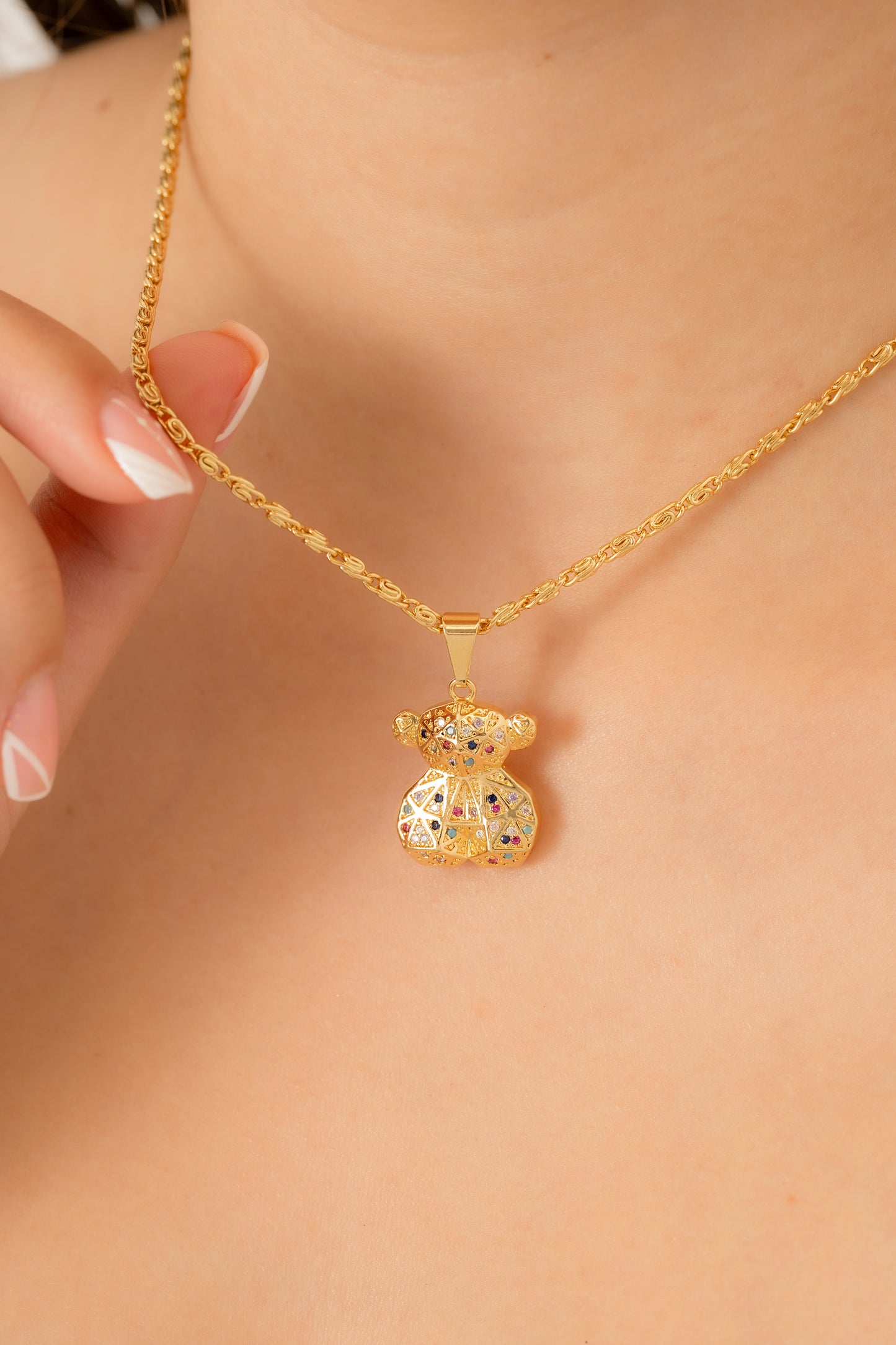 Cadena caracol gruesa (45cm) + Dije Color Bear