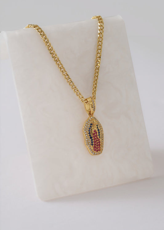 Cadena Cubana 3mm (45cm) + Dije Virgen María Guadalupe