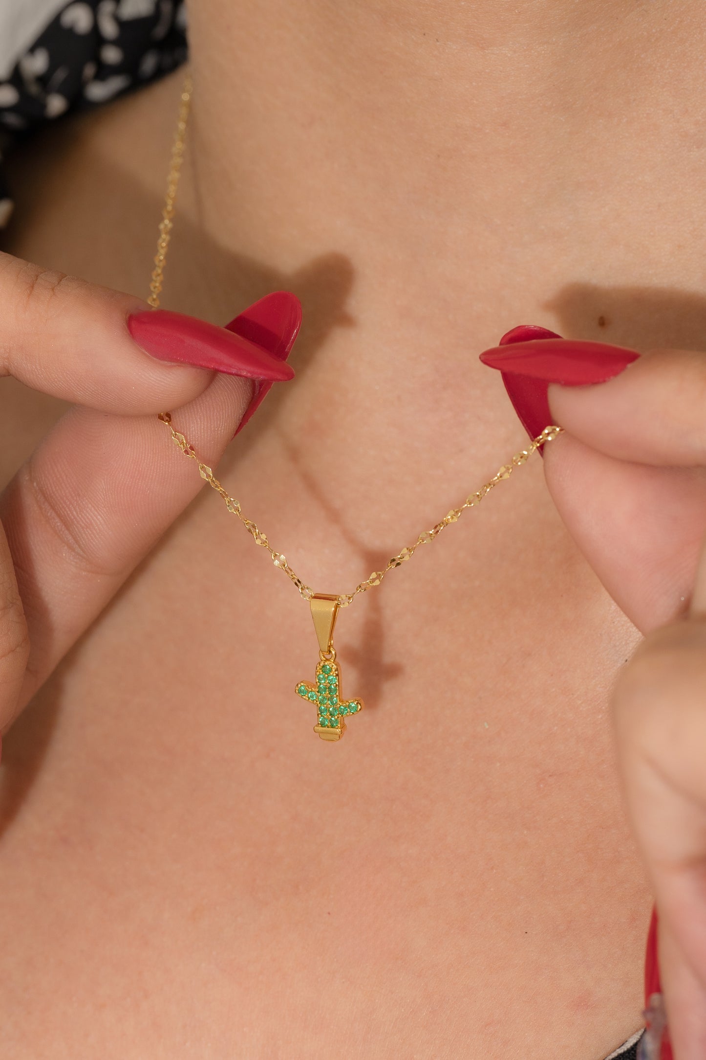 Cadena espejo mediana (45cm) + Dije Cactus