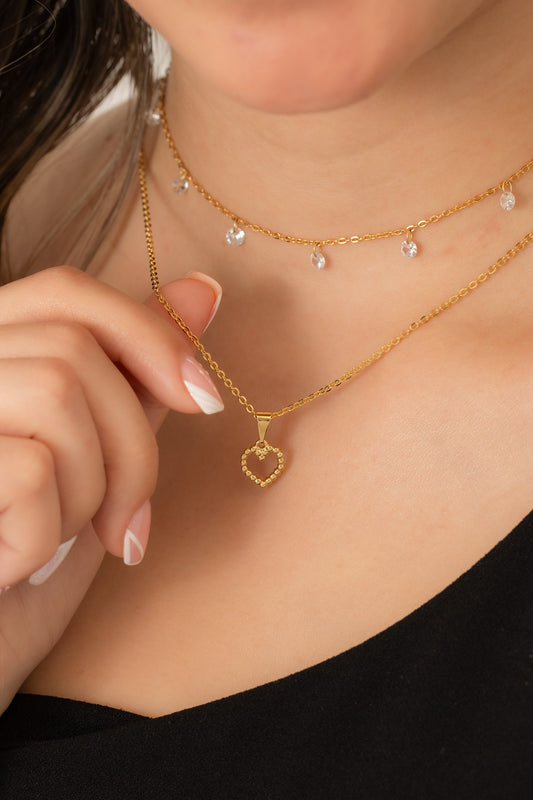 Cadena Aros (45cm) + Dije Corazón Paris
