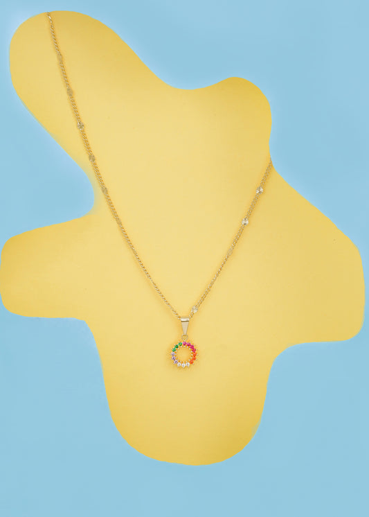 Cadena Cubana Sol (45cms) + Dije Rainbow