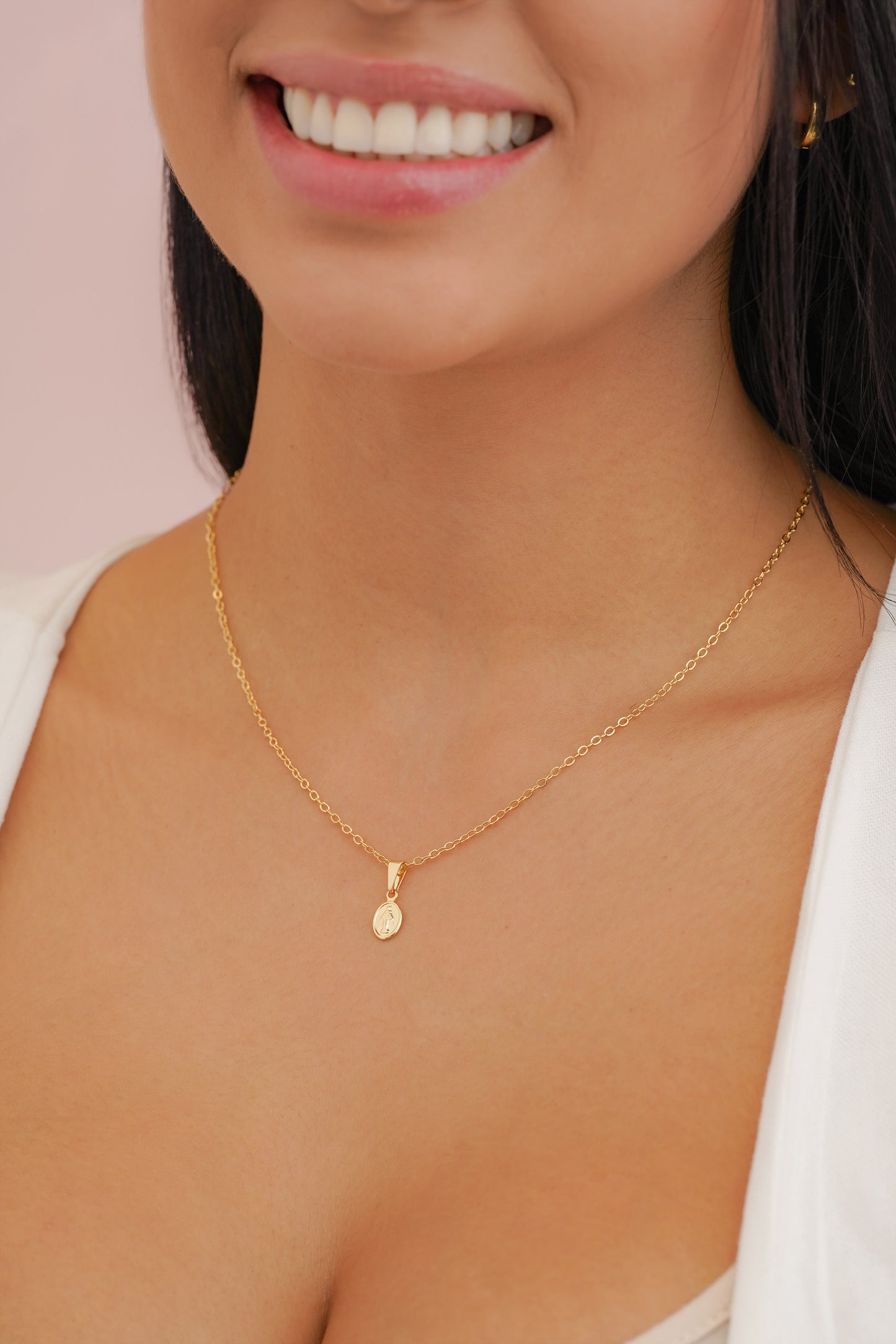 Cadena Aros (45cm) + Dije Milagrosa Mini