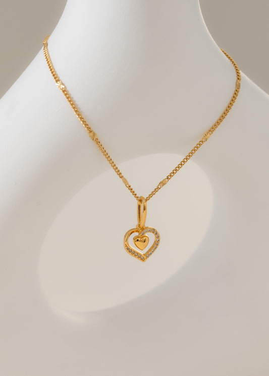 Cadena Cubana Sol (45cm) + Dije Double Heart