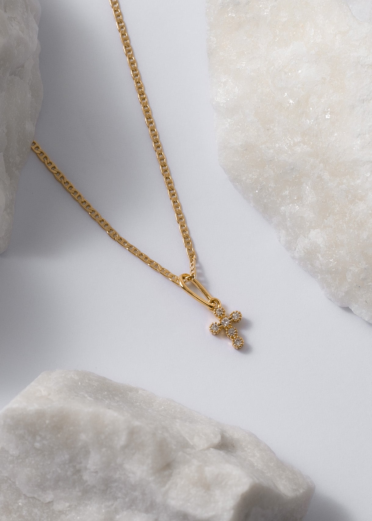 Cadena Escalera (40cms) + Dije cruz redondeada (1.6cm)