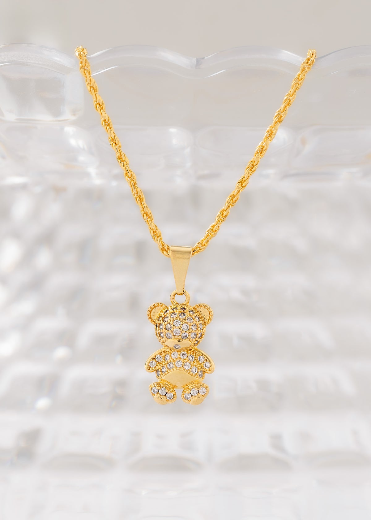 Cadena Lazito Italy 1.3mm (45cm) + dije cristal bear