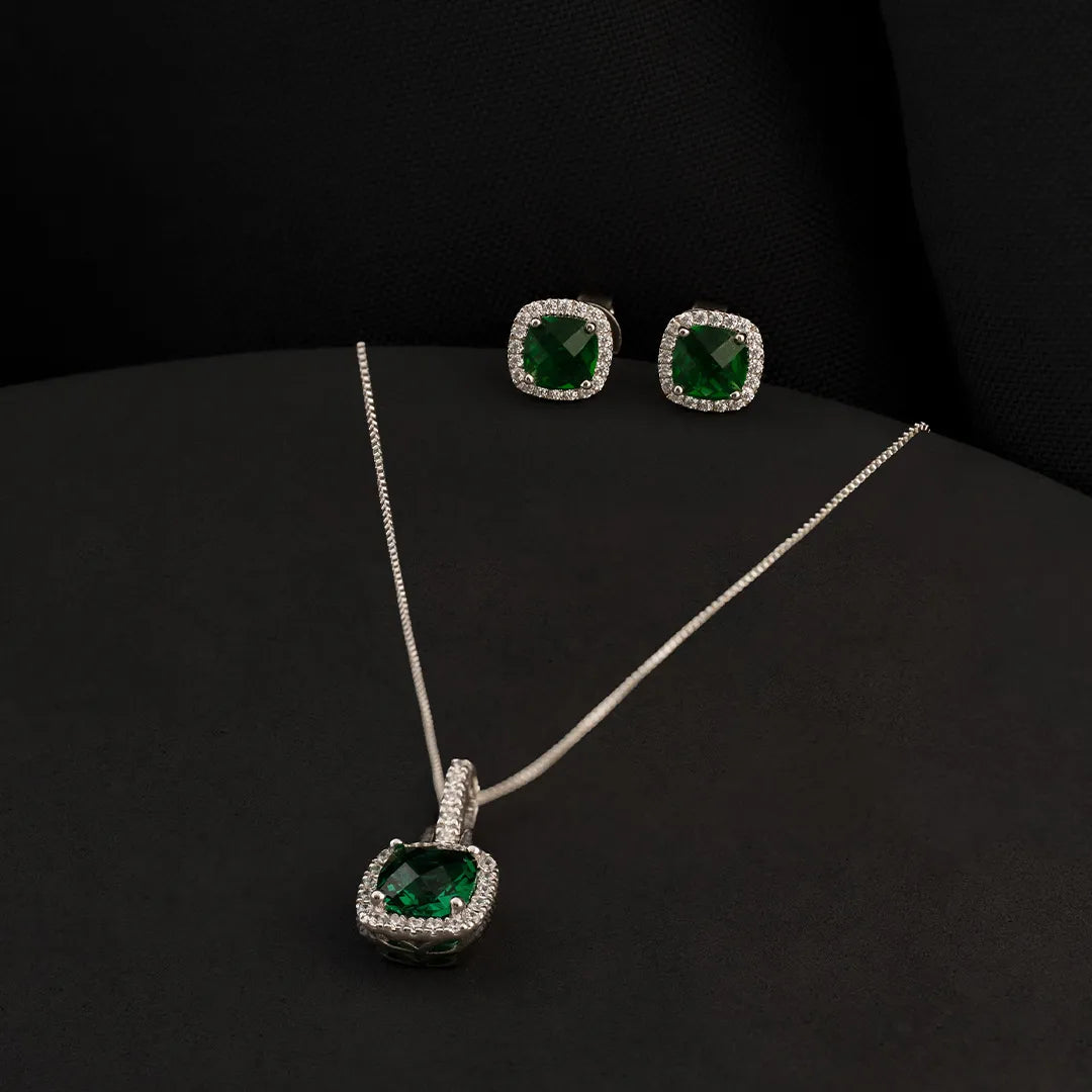Conjunto Pave circón verde