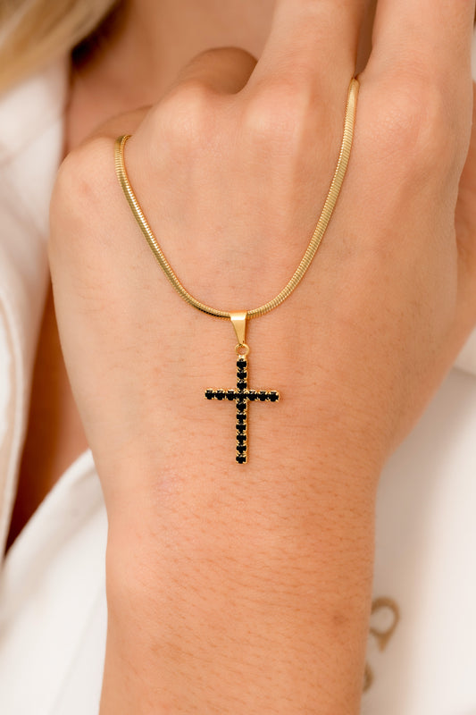 Dije Cruz circonias mediana negra