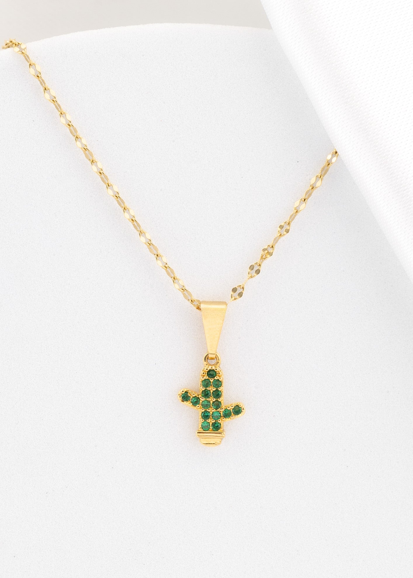 Cadena espejo mediana (45cm) + Dije Cactus